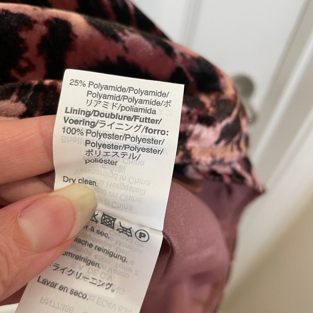 J. Crew Velvet Faux Wrap Dress Leopard Print Rose Pink Black Mini Short Sleeve 4 - Picture 5 of 6